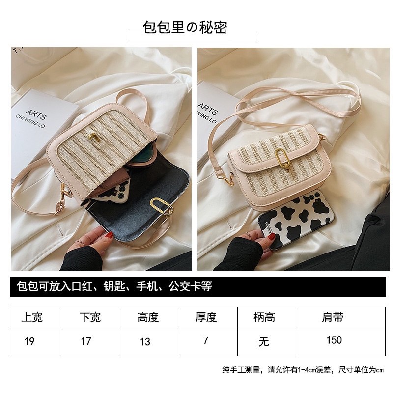 Túi Cói Đeo Chéo Pha Da Dáng Hộp Nắp Gài Phong Cách Giới Trẻ Hàn Quốc [ hàng mới giá tốt]