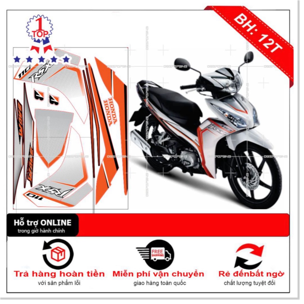 Tem wave RSX 2012 trắng cam