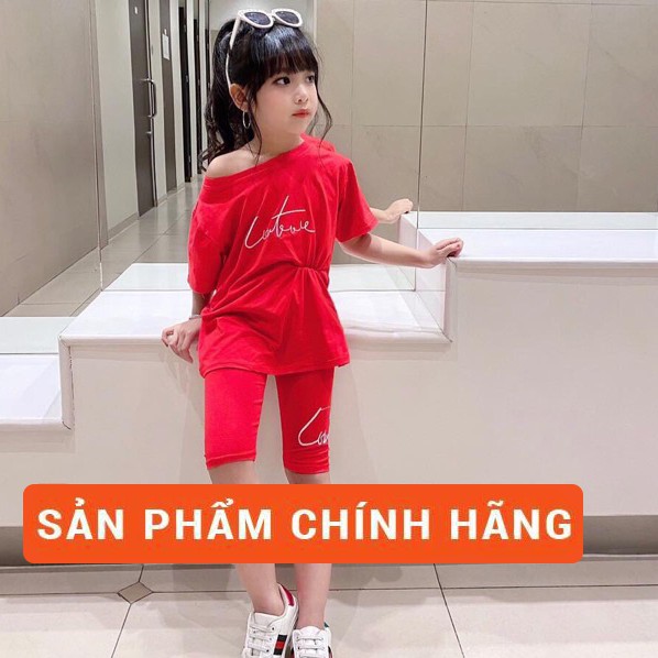 Set bộ chữ kí quần lửng cho bé gái  ❤️ FREESHIP ❤️ Giảm 10K Nhập [QUANAOTREEM] Bộ cotton thêu chữ kí cho bé