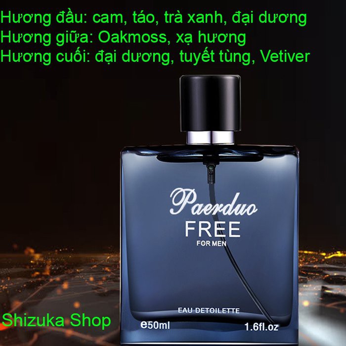 [Lôi Cuốn] Nước Hoa Nam 🍀Paerduo Free For Man, Nước Hoa Nam Thơm Lâu