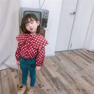 Sơ mi chấm bi cổ cánh sen qc