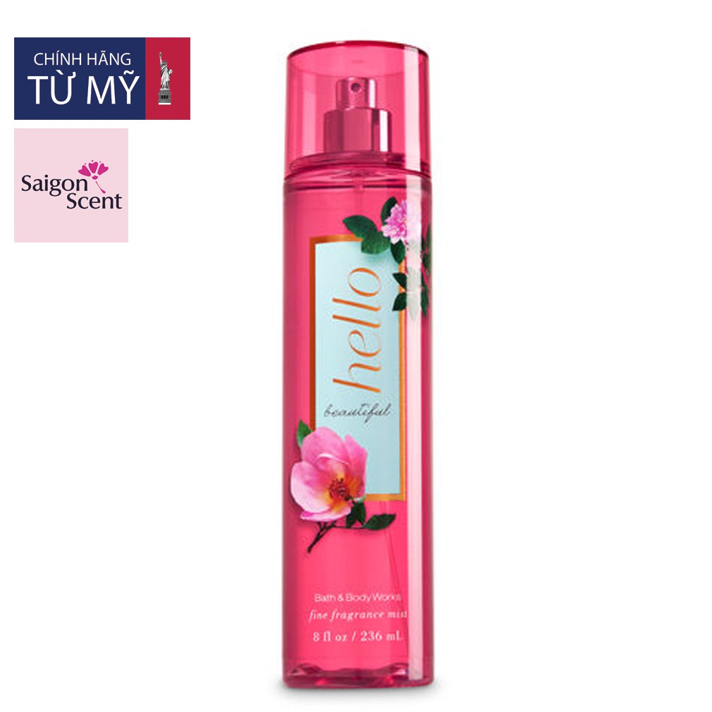 (mẫu thử 10ml) Xịt thơm toàn thân Bath & Body Works Body Mist - Hello Beautiful #