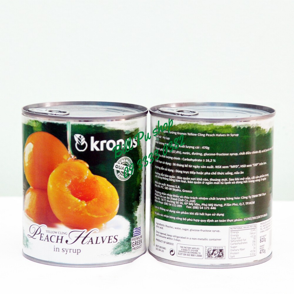 Đào ngâm KRONOS lon lớn 820g - Nhập khẩu Hy Lạp