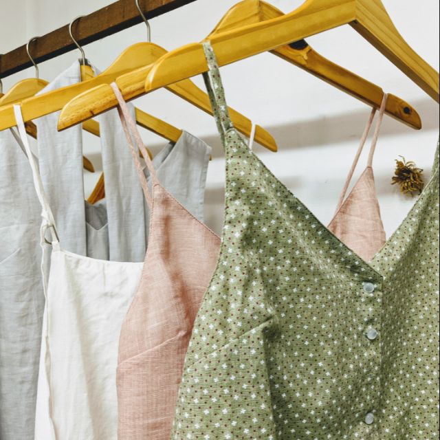 Linen Camisole xanh hoa nhí