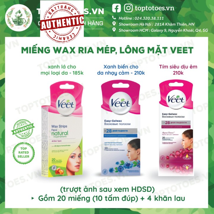 Miếng wax ria mép, lông mặt Veet