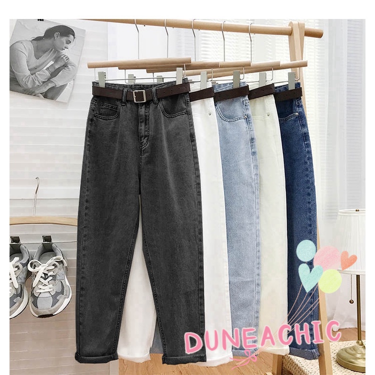 DUNEA Quần Jean Dài Lưng Cao Dáng Rộng Thời Trang Cá Tính Cho Nữ