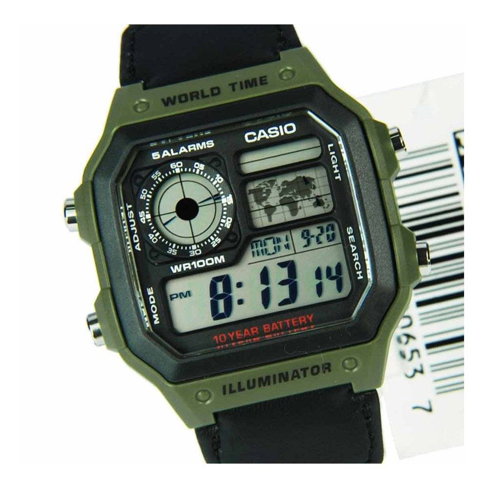 Đồng Hồ Nam Casio WorldTime AE-1200WHB-3BVDF Chính Hãng | Casio AE-1200WHB-3B Pin 10 Năm Dây Nhựa