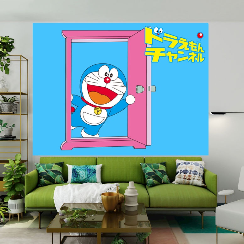 Phim hoạt hình Doraemon Jingle Cat Nền Vải Giường ngủ tập thể Trang trí Tường Phòng ngủ Treo Vải Tường Vải Những gì bạn thấy là những gì bạn nhận được