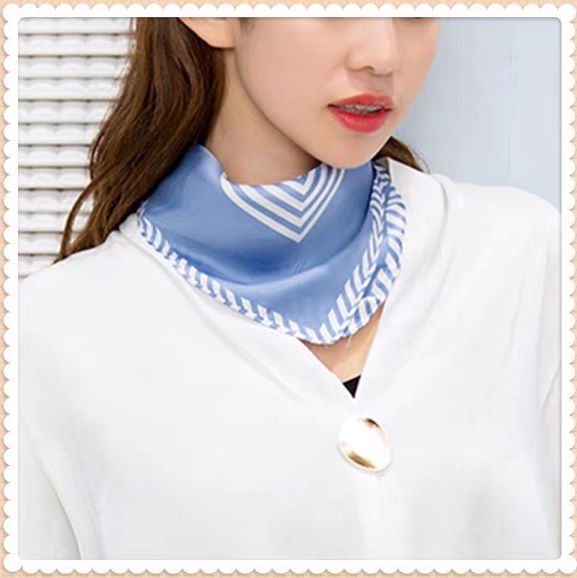 Khăn lụa vuông 70x70 turban quàng cổ,áo khăn yếm bandana thời trang đội đầu in sọc - Maben