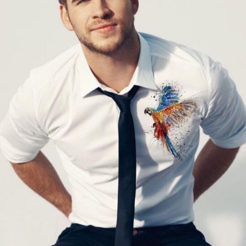 Áo Sơ Mi Đôi Nam Nữ Tay Dài Thiêu Chim Vẹt màu | BigBuy360 - bigbuy360.vn