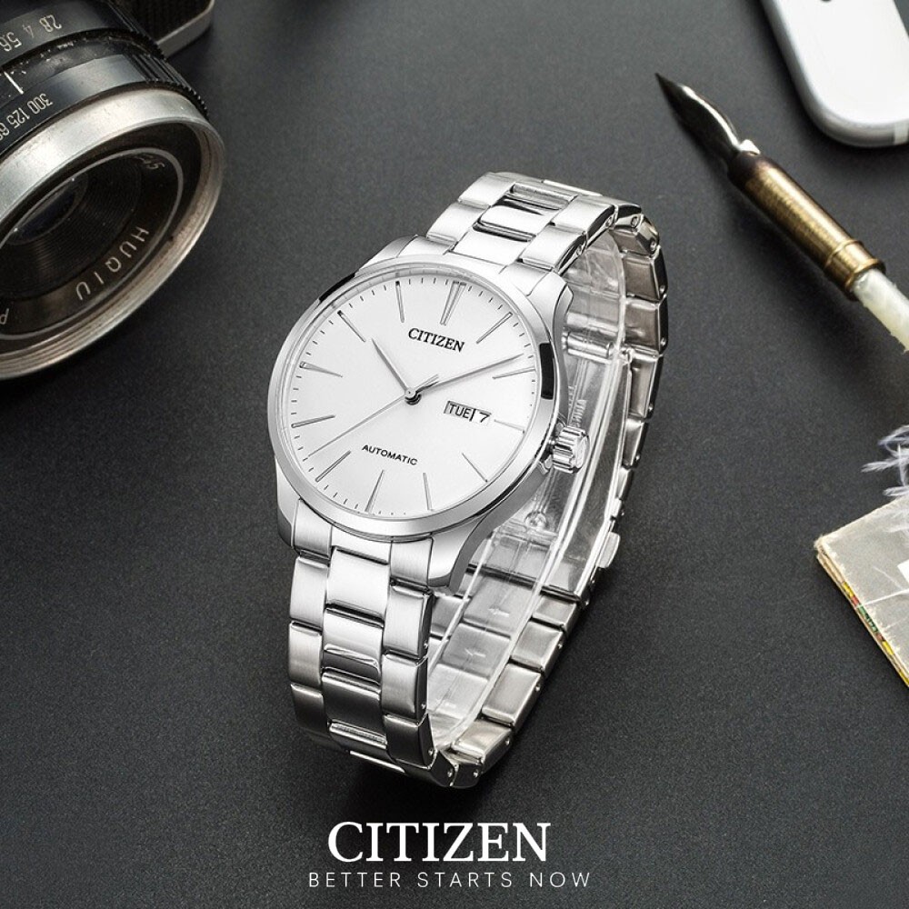 Đồng Hồ Citizen Nam Dây Kim Loại Máy Cơ-Automatic NH8350-83A - Mặt Trắng (40mm)