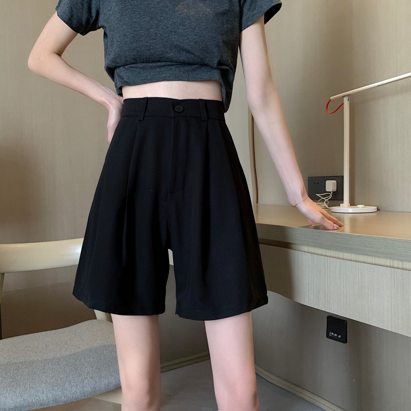 Quần Short Nữ Lưng Cao Ống Rộng Kiểu Hàn Quốc