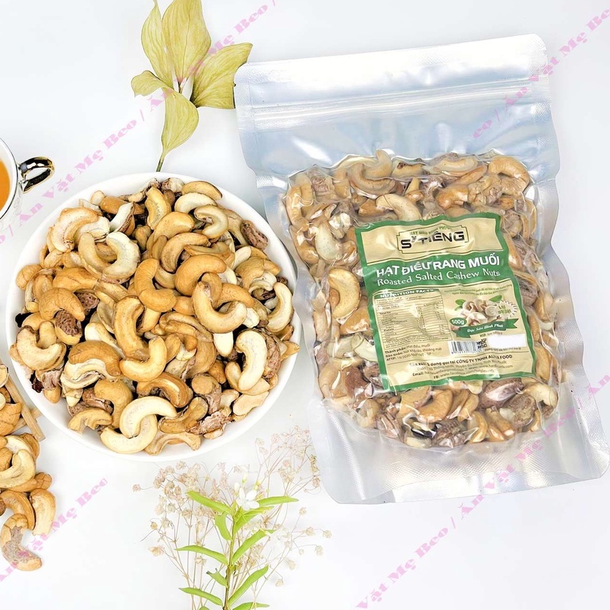500Gr Hạt điều rang muối Stiêng loại Bể Vở còn vỏ lụa Túi Zip