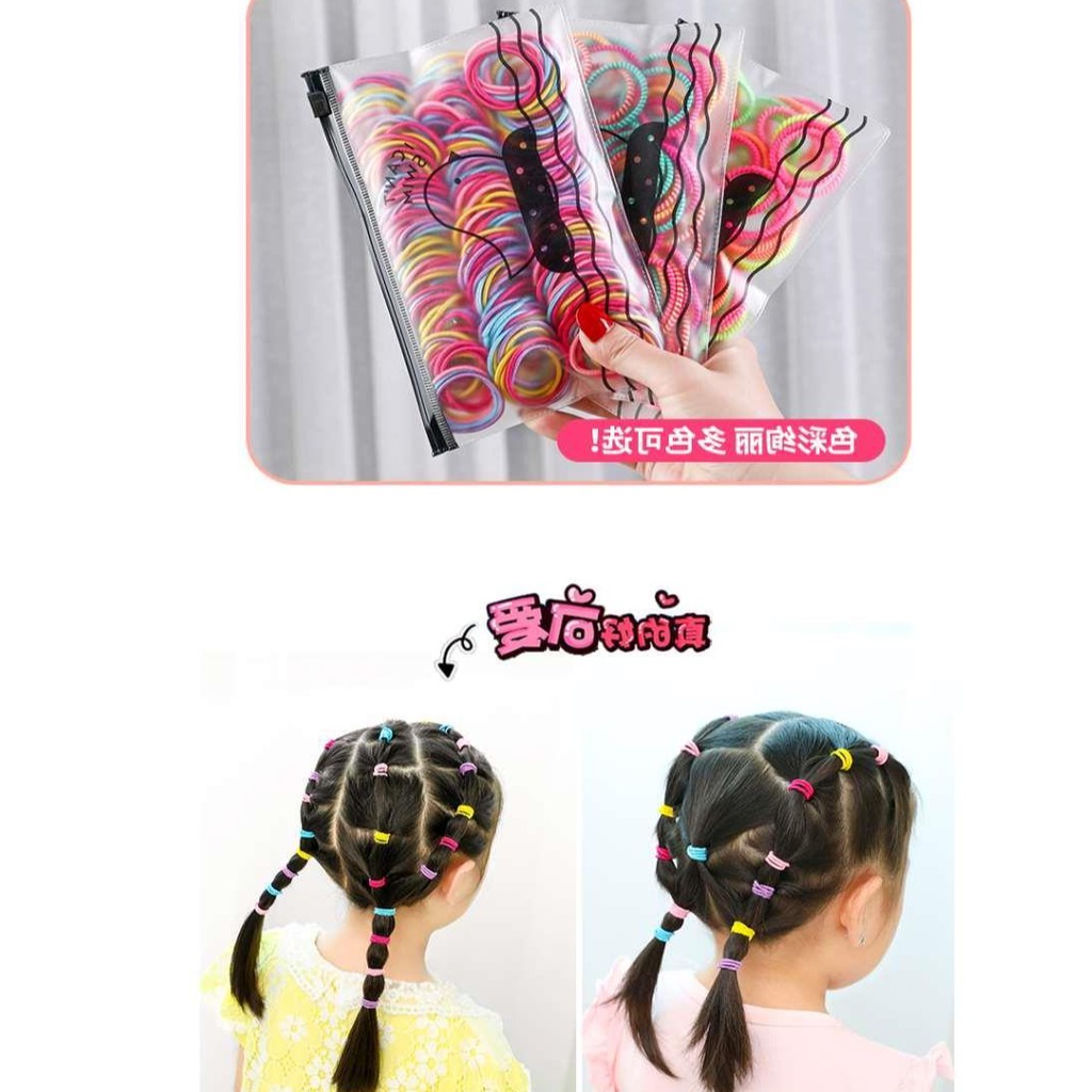 Set 500 thun buộc tóc nhiều màu - KÈM TÚI ZIP Cực Xinh