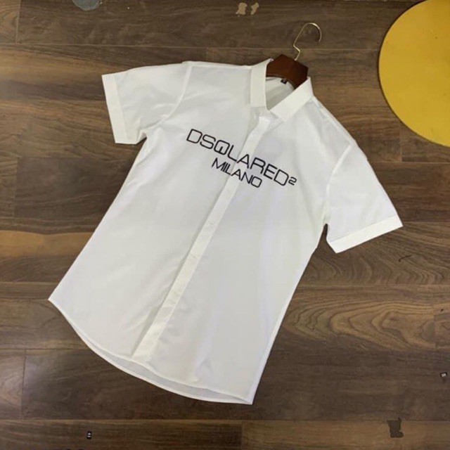Sơmi Dsquared2 cộc tay thêu chữ có nẹp cúc 2021 - Sơmi ngắn tay