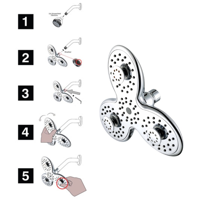 Đầu Vòi Hoa Sen 3 Khớp Xoay Góc Dễ Điều Chỉnh Cho Phòng Tắm