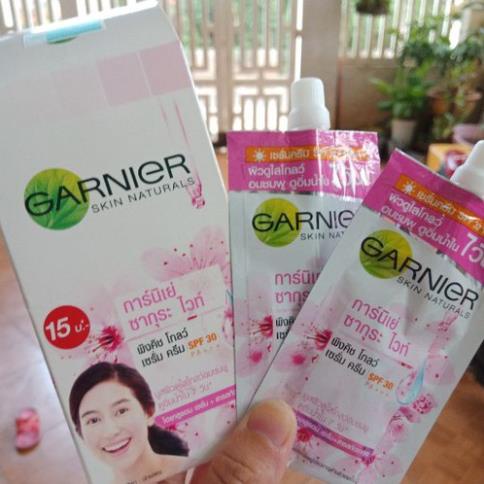 Hôp 6 Gói kem chống nắng và dưỡng trắng da Garnier Hồng Thái Lan 7ml