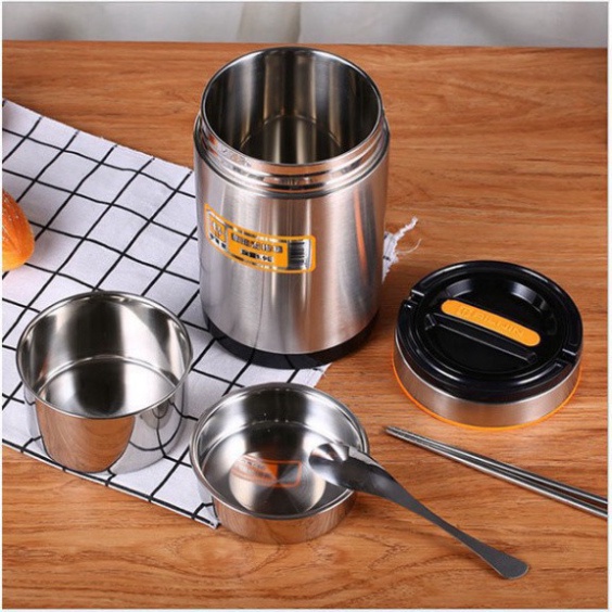 CaMen Hộp Cơm Giữ nhiệt Inox 304 3 ngăn 2 Lớp Giữ Nhiệt Trên 6H