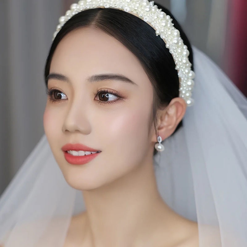 Băng đô cài tóc đính ngọc trai nhân tạo phong cách Hàn Quốc mới