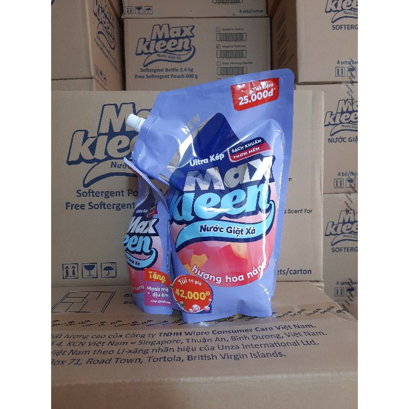 Túi nước giặt xả 5 in 1 Maxkleen 2,4kg + Tặng thêm túi 600ml