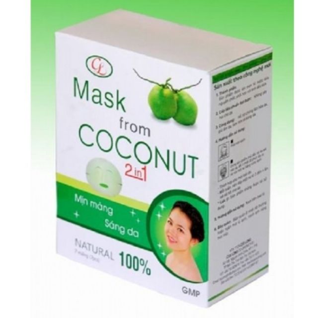 (4.2022) 5 hộp mặt nạ dừa 2 in 1 (7 miếng/ hộp) dưỡng da sáng mịn chống lão hóa
