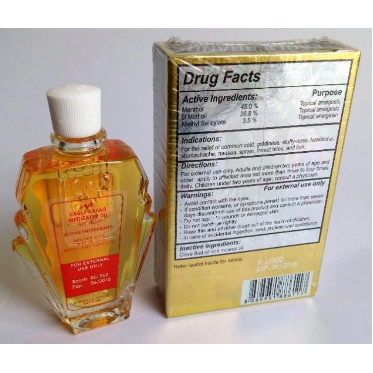 Dầu gió vàng Mỹ Eagle Brand Medicated Oil 24 ml-Sản xuất tại Singapore xuất sang thị trường Mỹ
