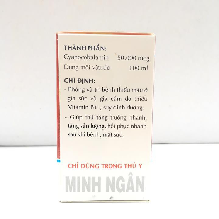 [SIEURE] Vitamin B12 trị bệnh thiếu máu cho động vật, giải độc cho cây chai 50ml hàng đẹp, phân phối chuyên nghiệp.