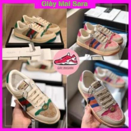 👟👟Giày Sneaker GUCCI Sơn Tùng ,Hải tú GG 3 vạch hàng cao cấp da thật cực chất full box size