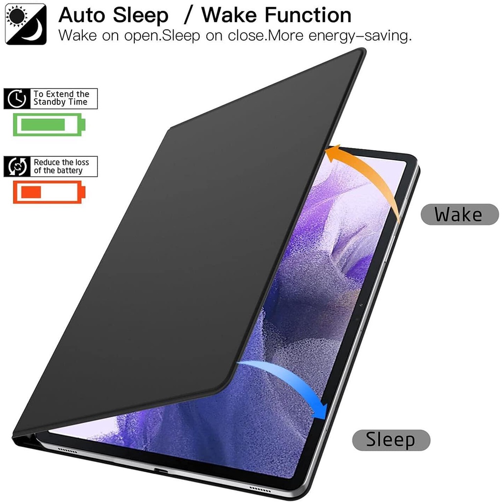 Ốp lưng từ tính cho samsung galaxy tab s9 plus 2023, tab s8 plus / s7 fe / s7 plus, chân đế siêu mỏng lật mặt sau từ tính với giá đỡ bút auto wake / sleep case cho tab s9 / tab s8 / tab s7