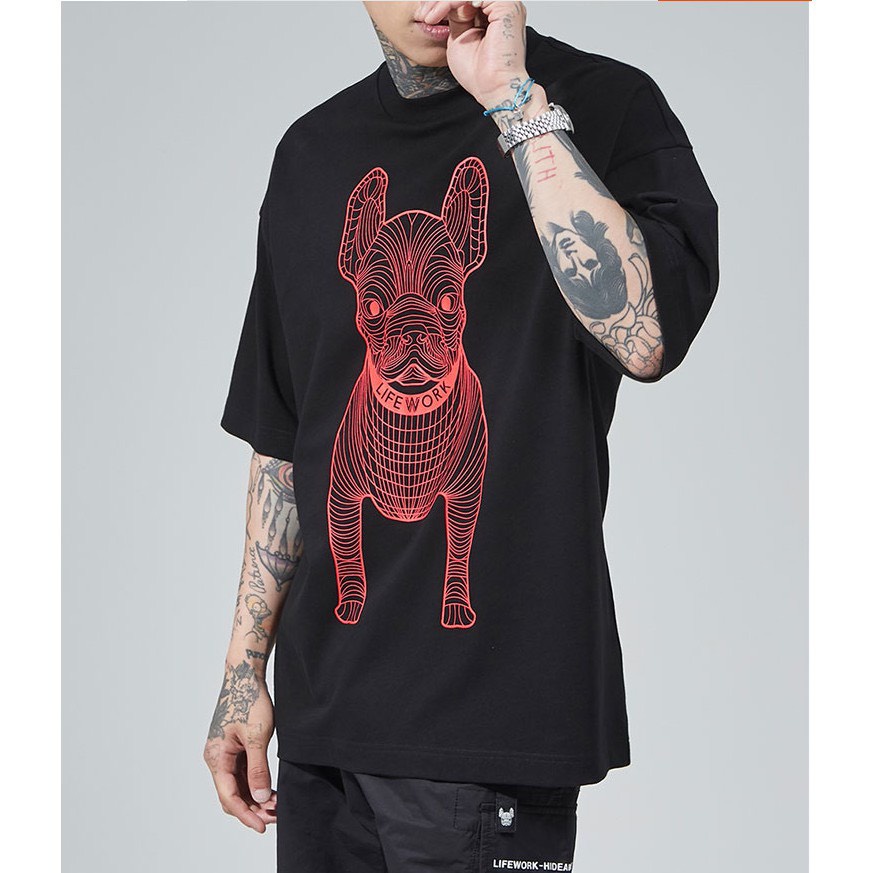 [FORM TO SIÊU RẺ] Áo phông tay lỡ unnisex in hình Chó pitbull 3D_Áo thun form rộng nam nữ cá tính, basic (Ảnh thật )