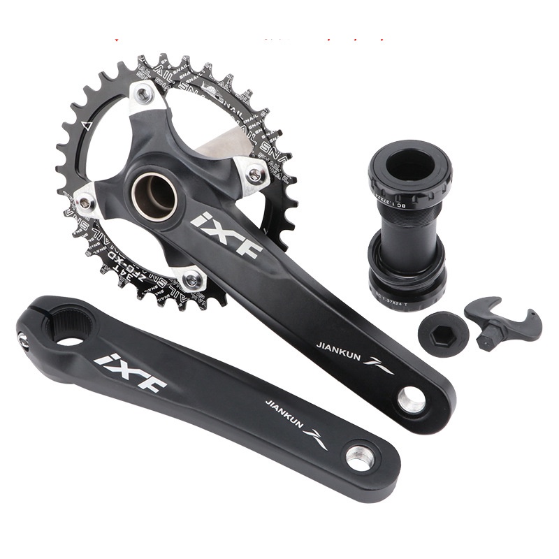 Full Bộ giò dĩa cốt rỗng xe đạp MTB kèm BB IXF 170mm đĩa BCD104 32 34 36 38 răng tùy chọn(Màu đen)