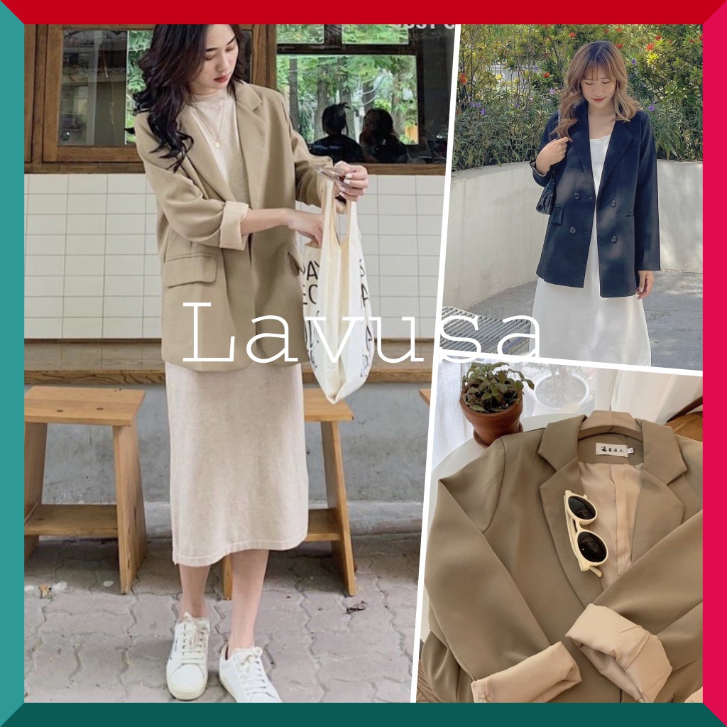 ÁO KHOÁC BLAZER NÂU TÂY, ĐEN HÀN QUỐC 2 LỚP (ảnh thật/sẵn/video) BZ02 | BigBuy360 - bigbuy360.vn