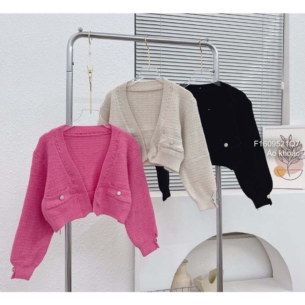 Áo khoác len cardigan dáng croptop tay dài hàng QC! (hàng sẵn)