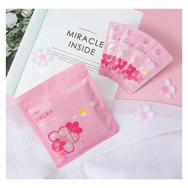 Túi 15 gói mặt nạ ngủ hoa anh đào Sakura Laikou dưỡng da cấp ẩm ngừa lão hóa mỹ phẩm nội địa Trung