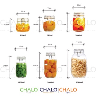 Hũ thủy tinh nắp cài kim loại dáng tròn 500ml ~ 3000ml | HTQ02