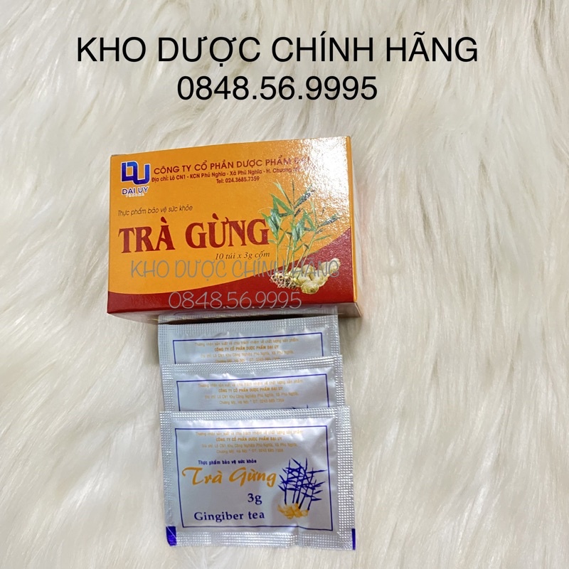 TRÀ GỪNG HÒA TAN Đại Uy làm ấm cơ thể, giảm đầy hơi, khó tiêu, giảm cảm lạnh hộp 10 gói x 3g