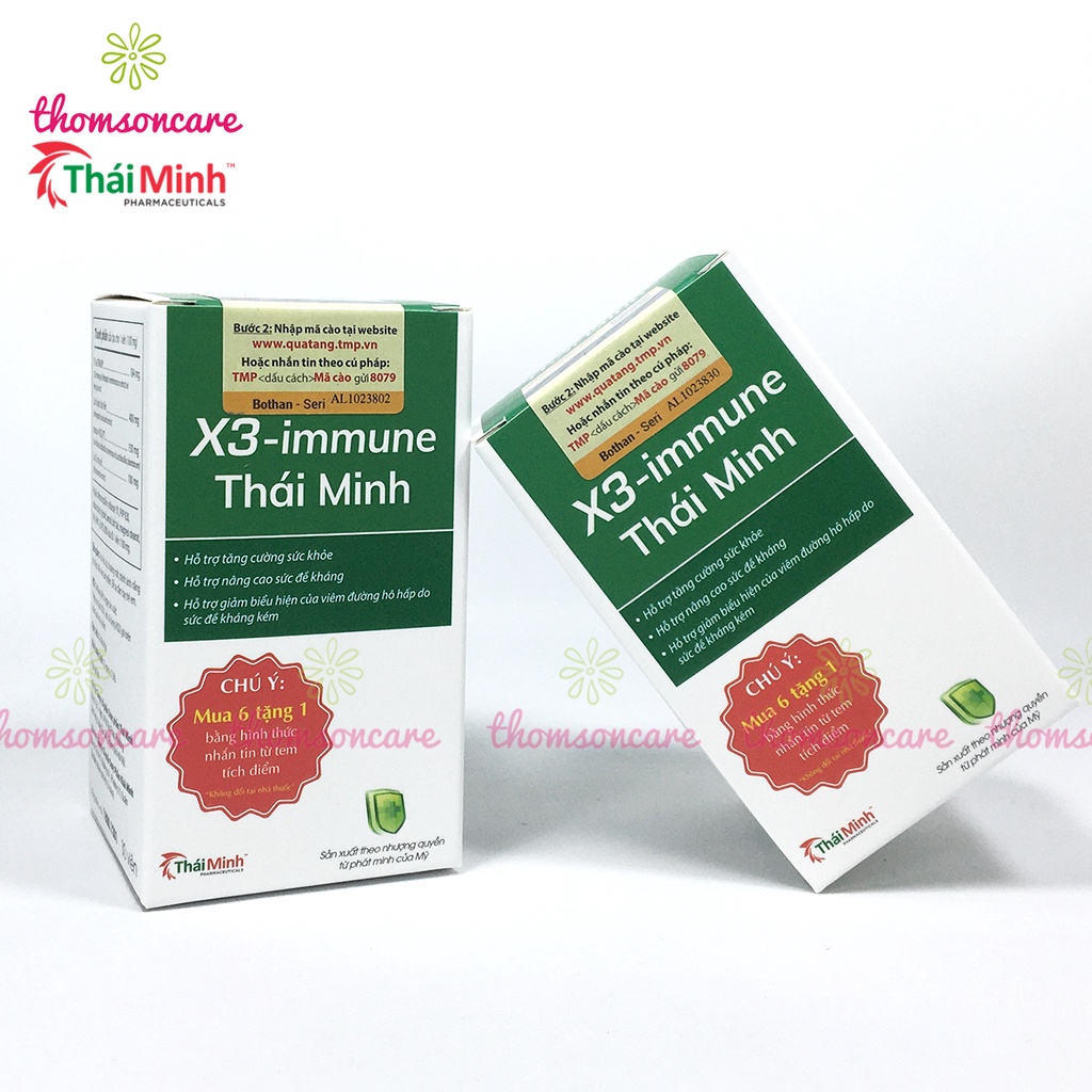 Tăng cường sức đề kháng từ Xuyên tâm liên X3 Immune Thái Minh, nâng miễn dịch đường hô hấp Hộp 30 viên