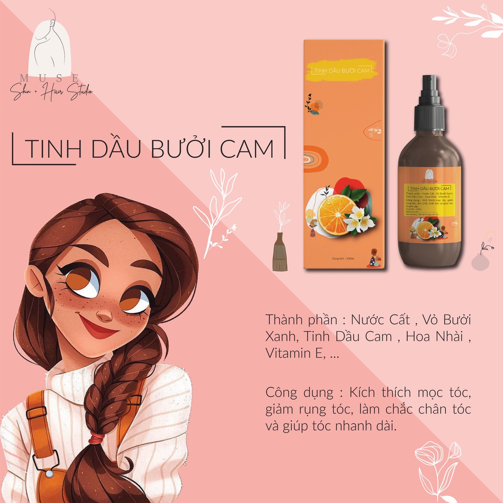 TINH DẦU BƯỞI CAM DƯỠNG TÓC, GIẢM RỤNG TÓC - MUSE