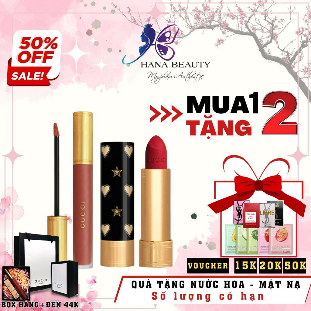 Son Gucci Rouge De Beaute Brillant Glow & Care Lip Colour, Son dưỡng Gucci Brillant có màu bản mới 2023