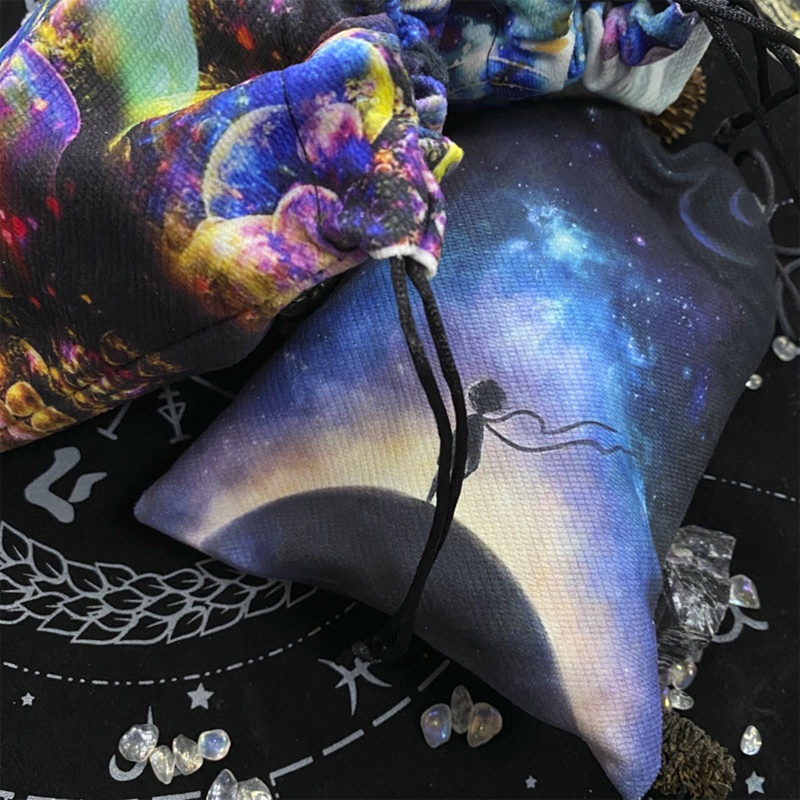 Túi Dây Rút Đựng Thẻ Bài Tarot Chất Liệu Nhung In Họa Tiết