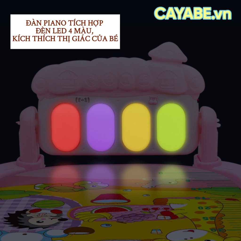 Thảm nhạc nằm chơi cho bé CAYABE có đàn piano, có đèn hình thú đáng yêu, đệm nằm êm ái