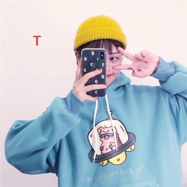 Áo hoodie lợn đĩa bay DTR1019