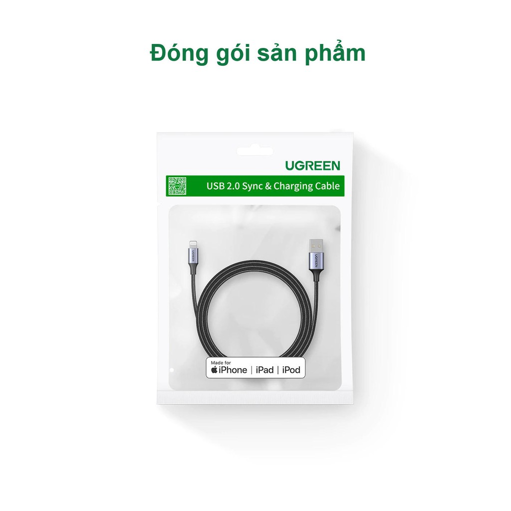 Cáp sạc nhanh dòng 2.4A cổng Lightning cho iPhone / iPad chuẩn MFi dài 0.25-2m UGREEN US291