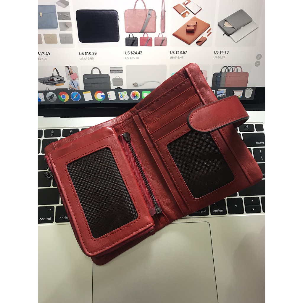 2022 Contact N1103-4 - Bảo Hành 2 Năm - Bóp Ví Đứng Bỏ Túi Da Ngựa Điên Men and Women Wallet Genuine Bò - Nam Nữ