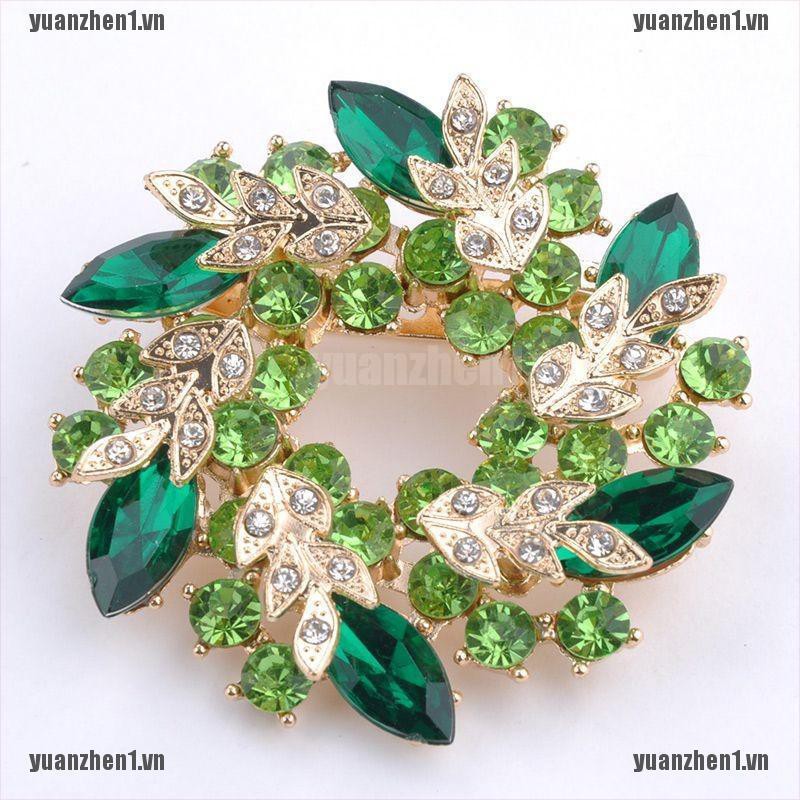 [YUANZHEN1] Trâm Cài Áo Mạ Vàng Hình Hoa Đỏ Đính Kim Cương Giả Lấp Lánh