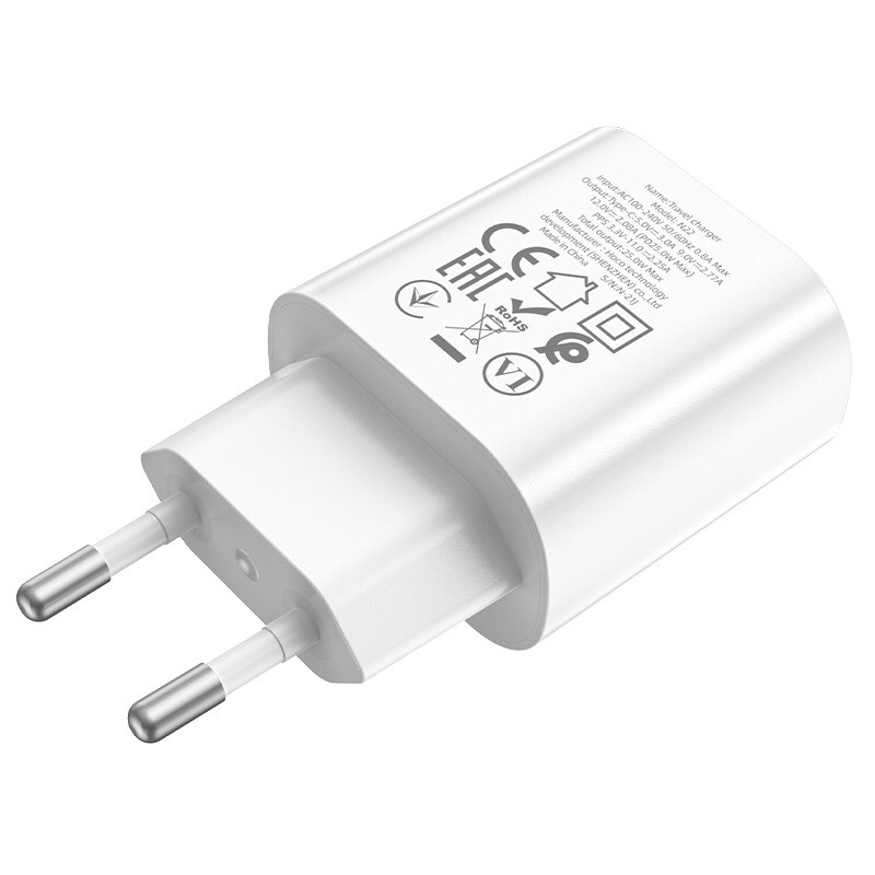 Bộ Cốc Sạc PD25W Hoco N22 có 1 cổng Type-C chất liệu cao cấp chống cháy chính hãng.