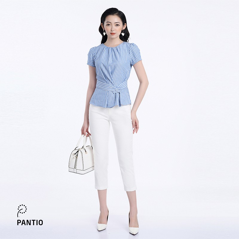 Áo sơ mi nữ chất liệu vải linen, dáng ôm ngắn tay đai nhấn phần eo FAS32800 - PANTIO