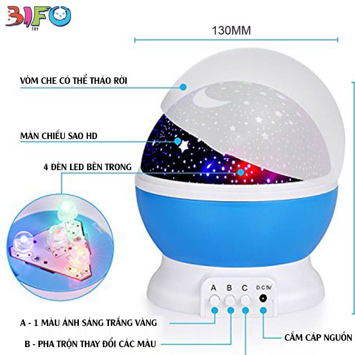 Đồ chơi trẻ em đèn chiếu sao tự xoay tròn thần kỳ 360 Star Master pro