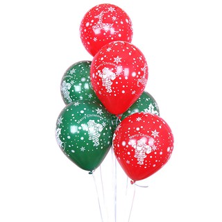 Bộ 20 quả bóng bay cao su hình tròn 12 inch hoạ tiết giáng sinh màu xanh/đỏ trang trí noel