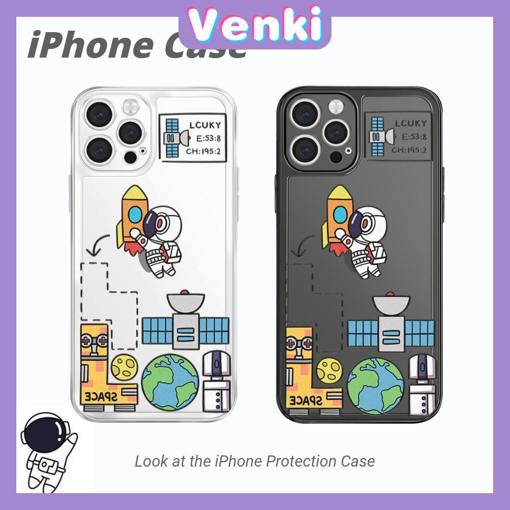 Ốp Điện Thoại Silicon Trong Suốt Viền Vuông In Hình Phi Hành Gia Cho iPhone 13 Pro Max iPhone 12 Pro Max iPhone 11 iPhone 7 Plus